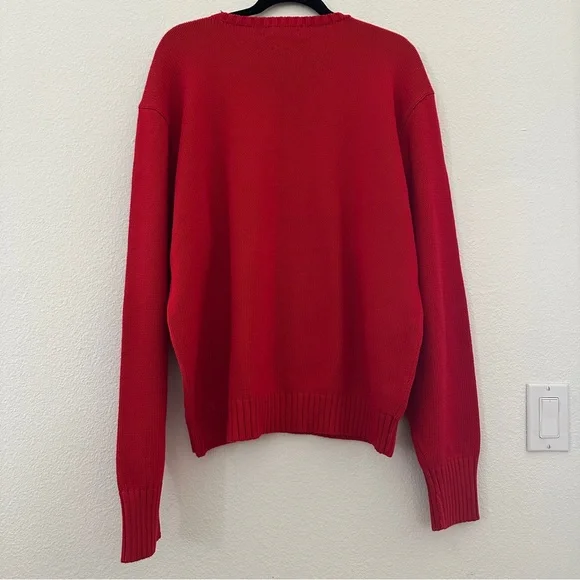 Polo by Ralph Lauren Men´s Vibrant Red Crewneck Knit Sweater Crewneck